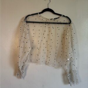 Zara Sheer Long Sleeved Polka Dot Top